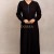 Rochie lunga Medina din tricot negru, cu nasturi si cordon